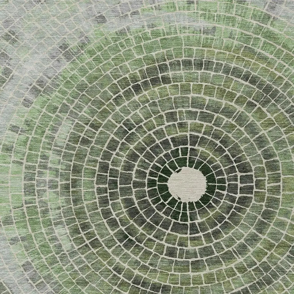 5' X 8' Green And Olive Green Geometric Washable Indoor Outdoor Area Rug Homeroots Outdoor