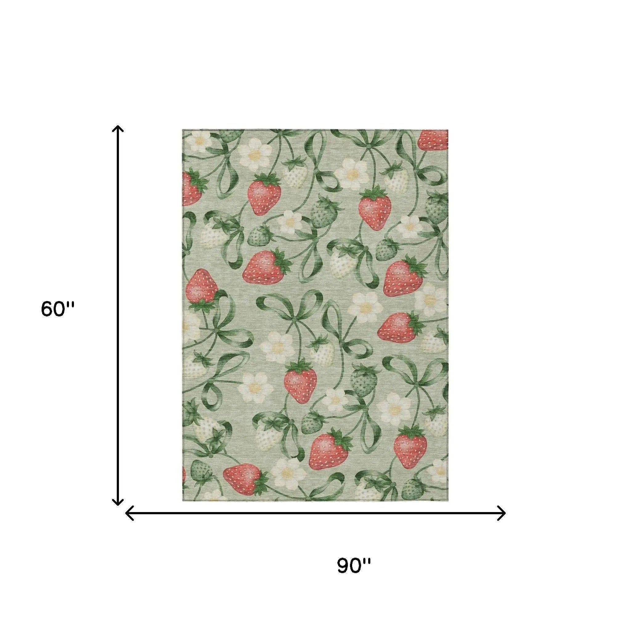 5' X 8' Green And Red Floral Washable Indoor Outdoor Area Rug Homeroots Outdoor