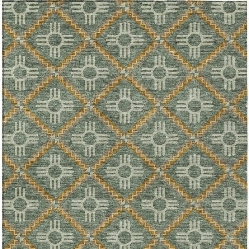 5' X 8' Green And Red Geometric Washable Indoor Outdoor Area Rug Homeroots Outdoor