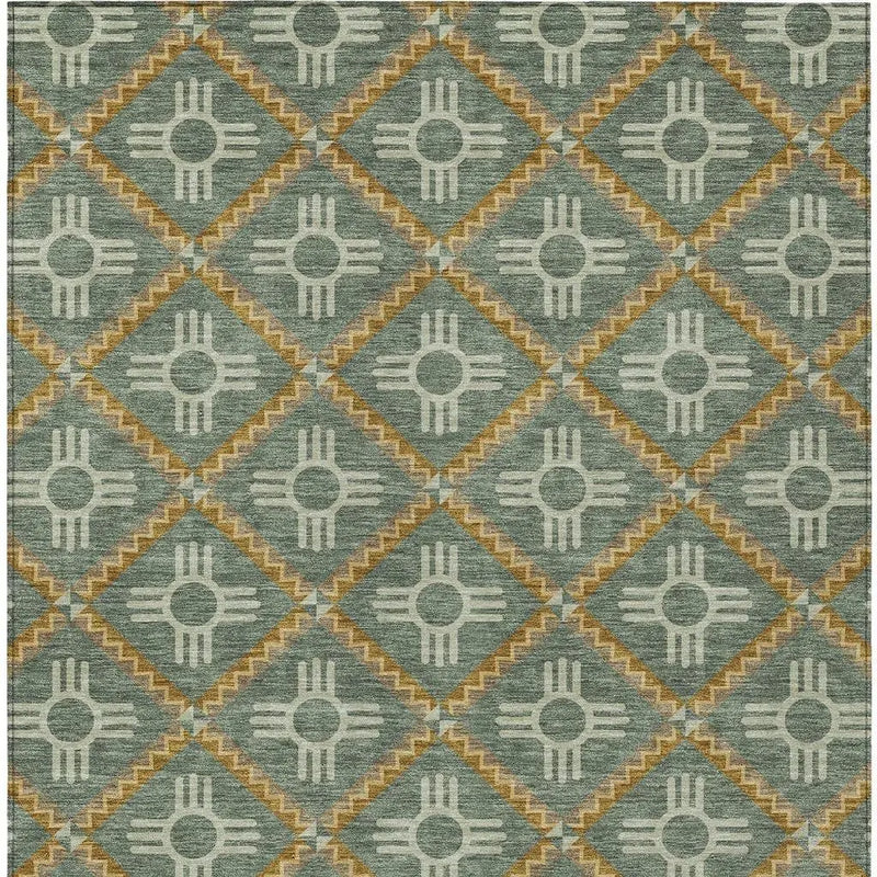5' X 8' Green And Red Geometric Washable Indoor Outdoor Area Rug Homeroots Outdoor