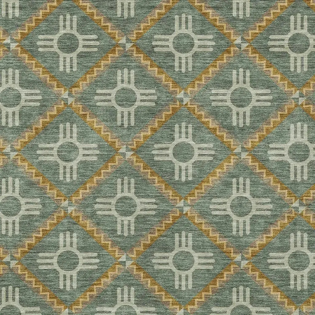 5' X 8' Green And Red Geometric Washable Indoor Outdoor Area Rug Homeroots Outdoor