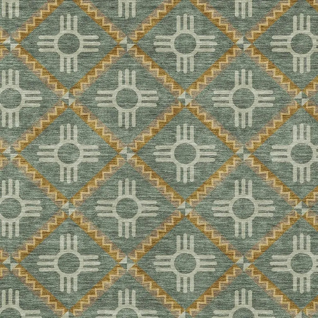 5' X 8' Green And Red Geometric Washable Indoor Outdoor Area Rug Homeroots Outdoor