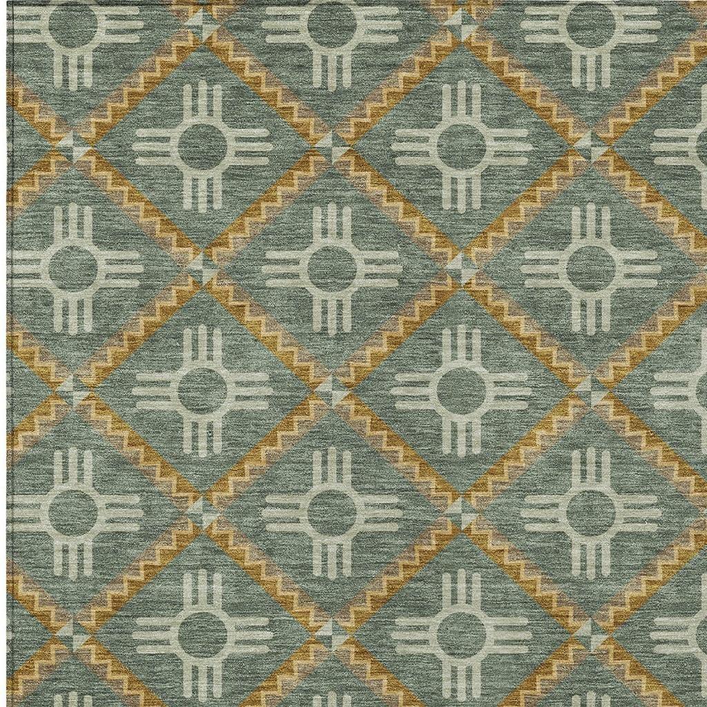 5' X 8' Green And Red Geometric Washable Indoor Outdoor Area Rug Homeroots Outdoor