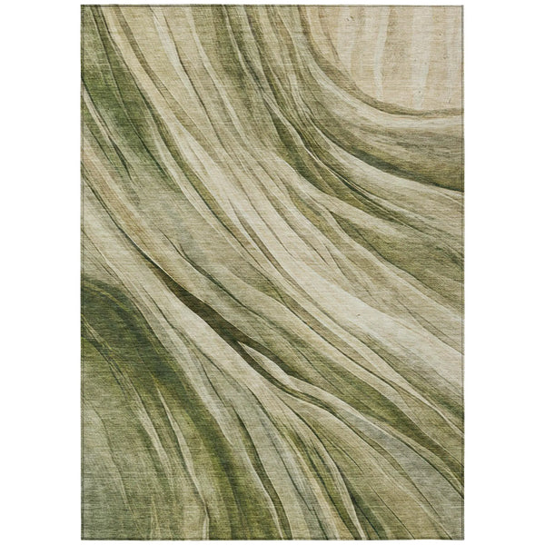 5' X 8' Green And Sage Abstract Washable Indoor Outdoor Area Rug Homeroots Outdoor