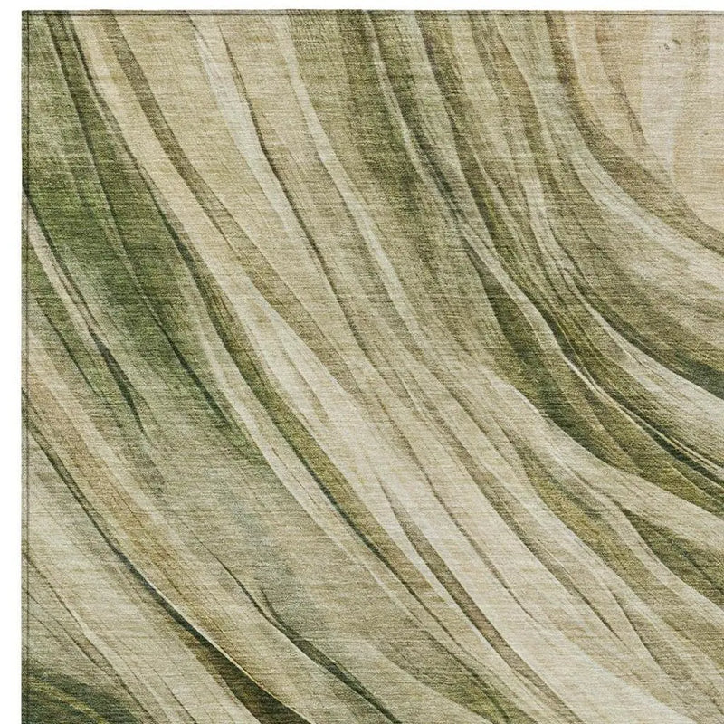 5' X 8' Green And Sage Abstract Washable Indoor Outdoor Area Rug Homeroots Outdoor
