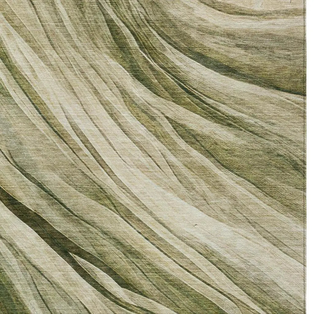 5' X 8' Green And Sage Abstract Washable Indoor Outdoor Area Rug Homeroots Outdoor