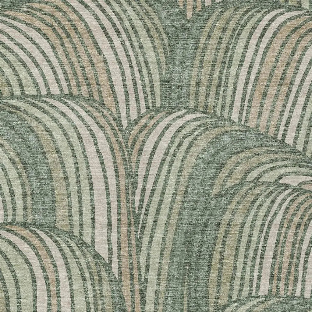 5' X 8' Green And Sage Abstract Washable Indoor Outdoor Area Rug Homeroots Outdoor