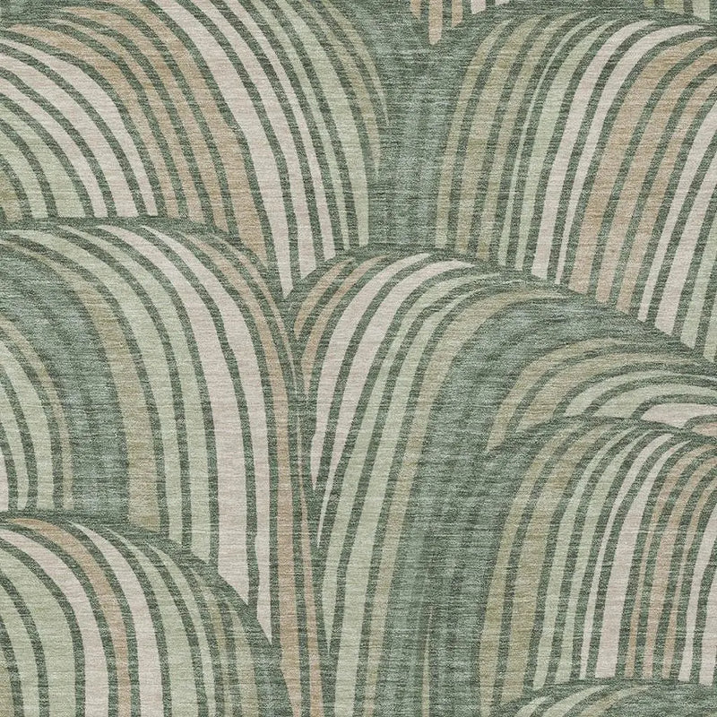 5' X 8' Green And Sage Abstract Washable Indoor Outdoor Area Rug Homeroots Outdoor
