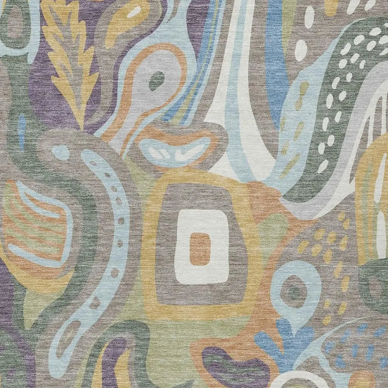 5' X 8' Green And Sage Abstract Washable Indoor Outdoor Area Rug Homeroots Outdoor
