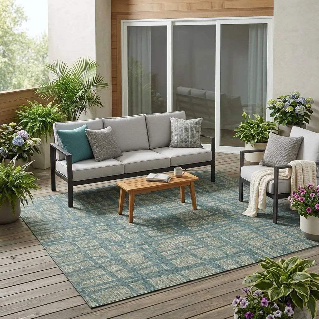 5' X 8' Green And Sage Abstract Washable Indoor Outdoor Area Rug Homeroots Outdoor