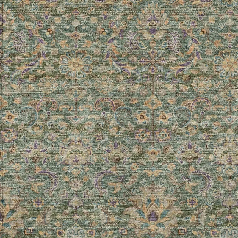 5' X 8' Green And Sage Floral Medallion Washable Indoor Outdoor Area Rug Homeroots Outdoor