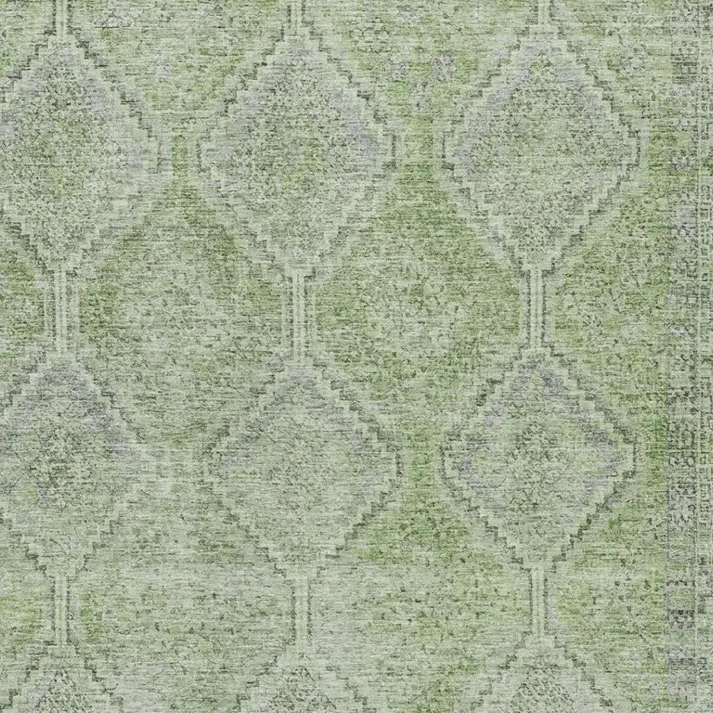 5' X 8' Green And Sage Geometric Washable Indoor Outdoor Area Rug Homeroots Outdoor