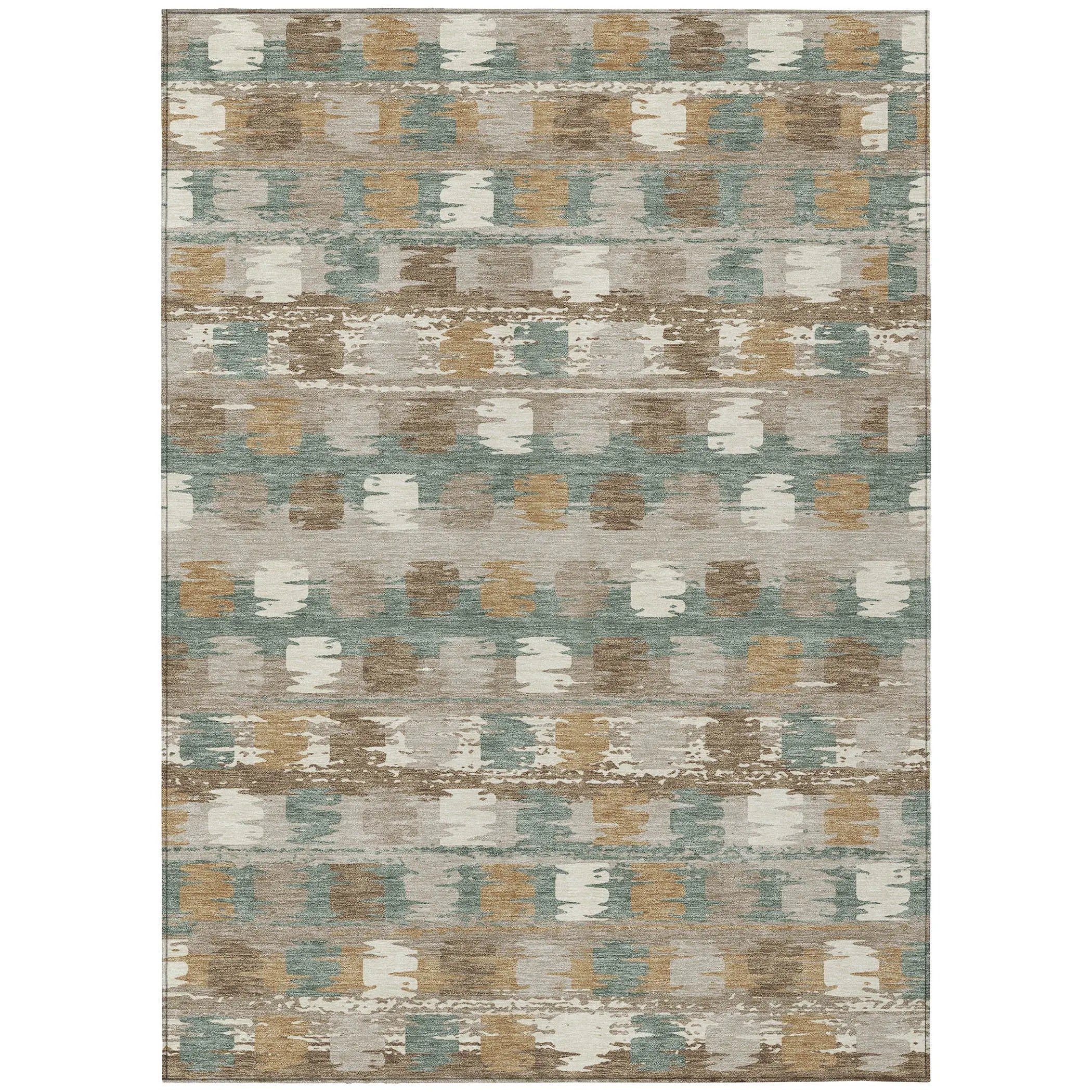 5' X 8' Green And Silver Abstract Washable Indoor Outdoor Area Rug Homeroots Outdoor