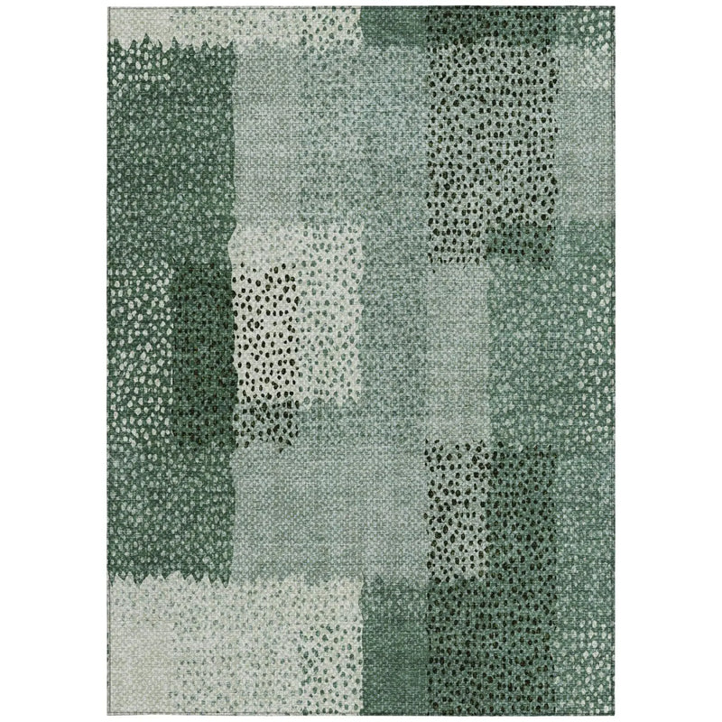 5' X 8' Green And Silver Abstract Washable Indoor Outdoor Area Rug Homeroots Outdoor