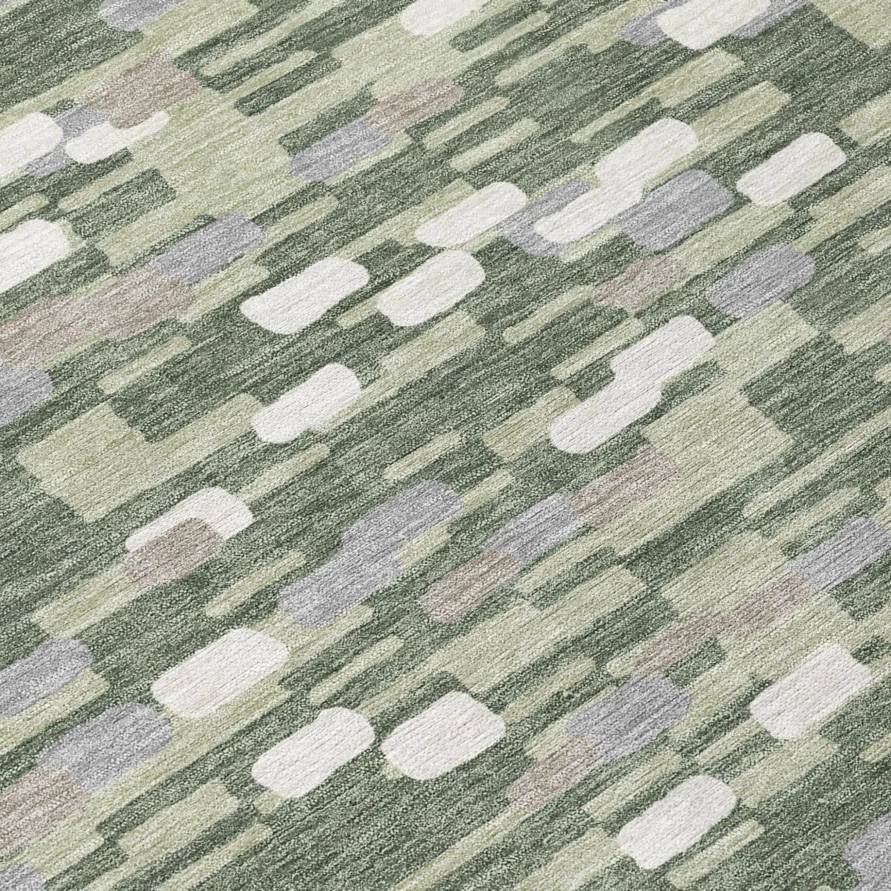5' X 8' Green And Silver Geometric Washable Indoor Outdoor Area Rug Homeroots Outdoor