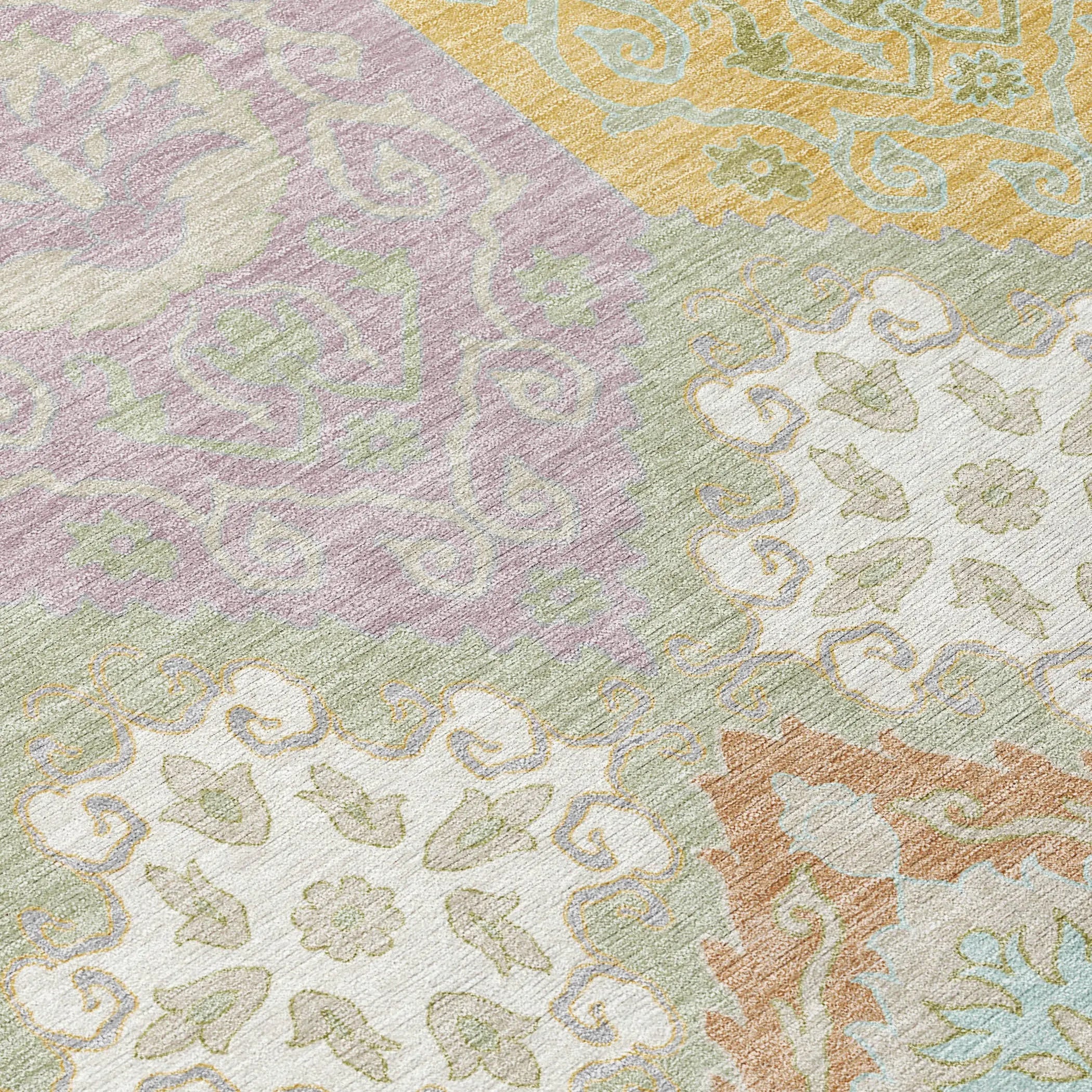 5' X 8' Green And Sky Blue Geometric Washable Indoor Outdoor Area Rug Homeroots Outdoor