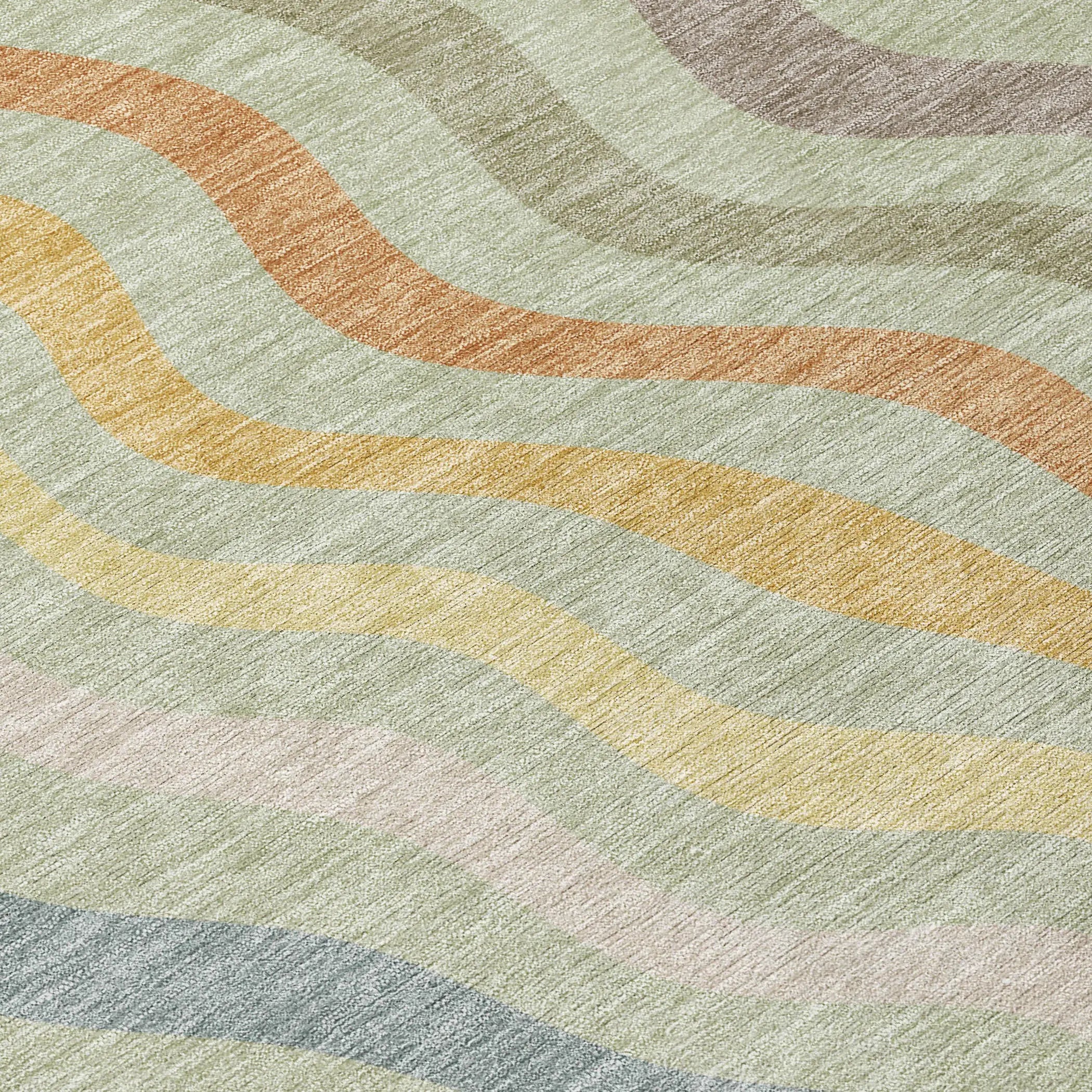 5' X 8' Green And Taupe Abstract Washable Indoor Outdoor Area Rug Homeroots Outdoor