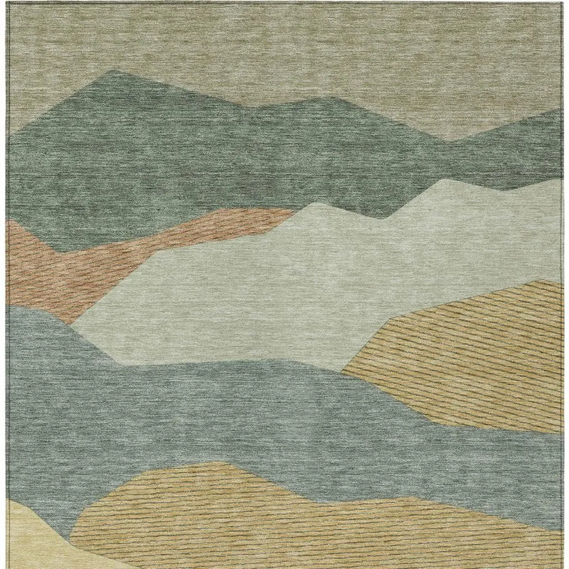 5' X 8' Green And Taupe Geometric Washable Indoor Outdoor Area Rug Homeroots Outdoor