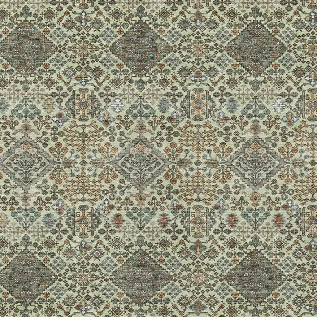 5' X 8' Green And Teal Blue Geometric Washable Indoor Outdoor Area Rug Homeroots Outdoor