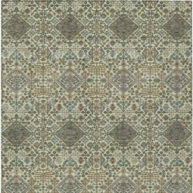 5' X 8' Green And Teal Blue Geometric Washable Indoor Outdoor Area Rug Homeroots Outdoor