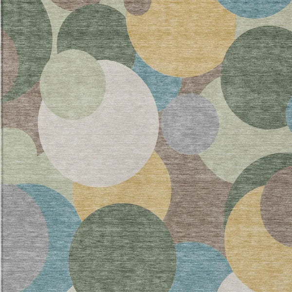 5' X 8' Green And Teal Blue Geometric Washable Indoor Outdoor Area Rug Homeroots Outdoor