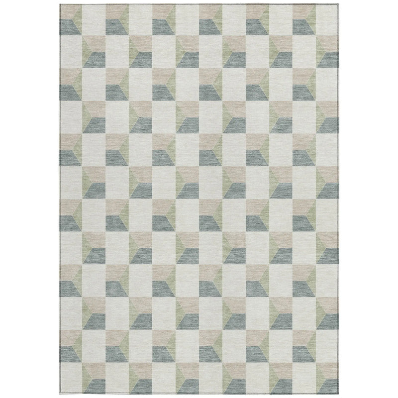 5' X 8' Green And Teal Blue Geometric Washable Indoor Outdoor Area Rug Homeroots Outdoor