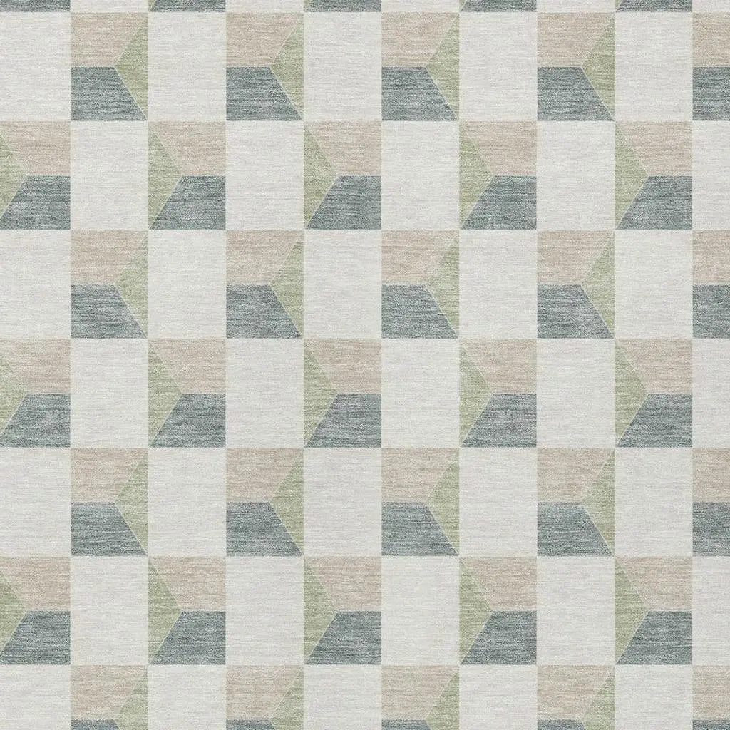 5' X 8' Green And Teal Blue Geometric Washable Indoor Outdoor Area Rug Homeroots Outdoor