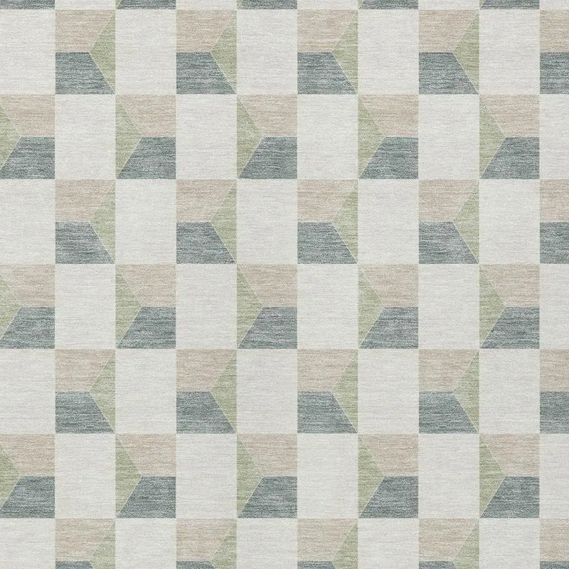5' X 8' Green And Teal Blue Geometric Washable Indoor Outdoor Area Rug Homeroots Outdoor