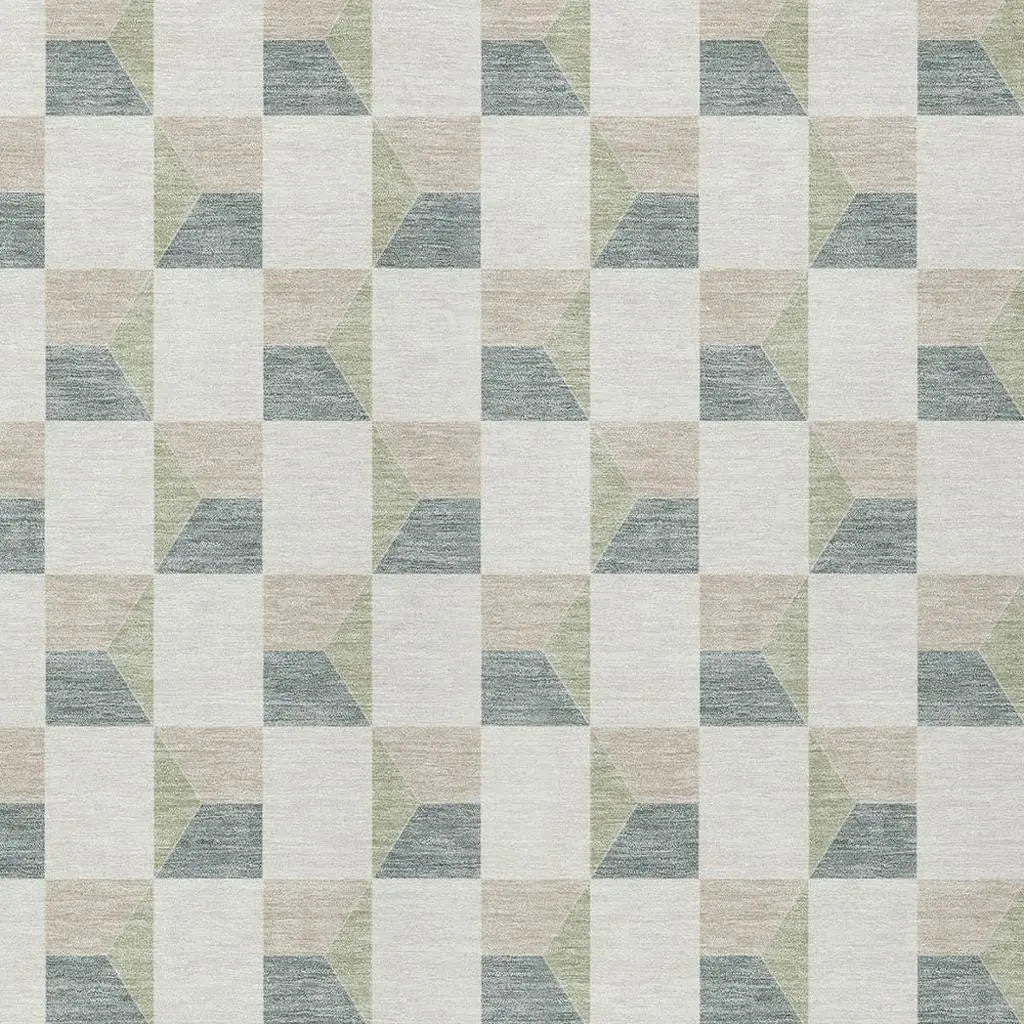 5' X 8' Green And Teal Blue Geometric Washable Indoor Outdoor Area Rug Homeroots Outdoor