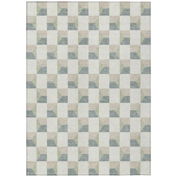 5' X 8' Green And Teal Blue Geometric Washable Indoor Outdoor Area Rug Homeroots Outdoor