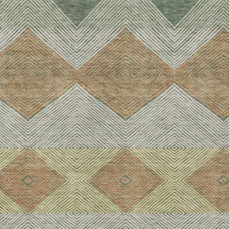 5' X 8' Green And Wheat Geometric Washable Indoor Outdoor Area Rug Homeroots Outdoor