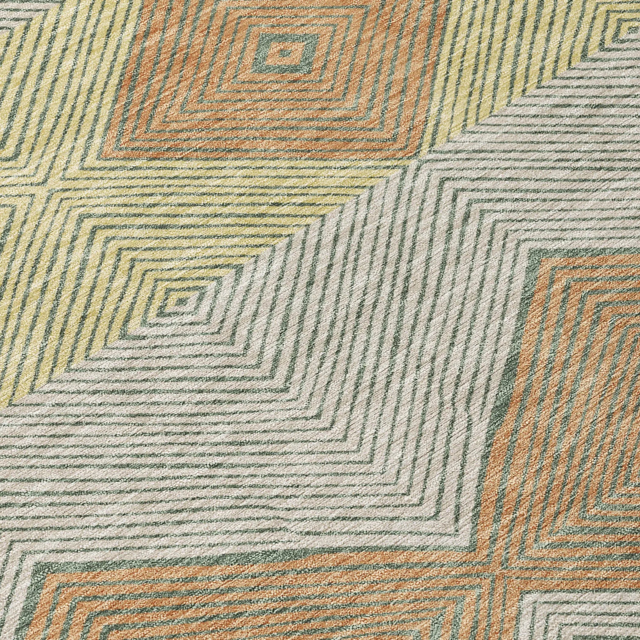 5' X 8' Green And Wheat Geometric Washable Indoor Outdoor Area Rug Homeroots Outdoor