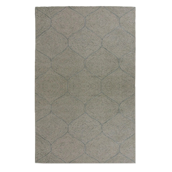 5' X 8' Green And White Wool Geometric Hand Tufted Area Rug Homeroots Home Decor