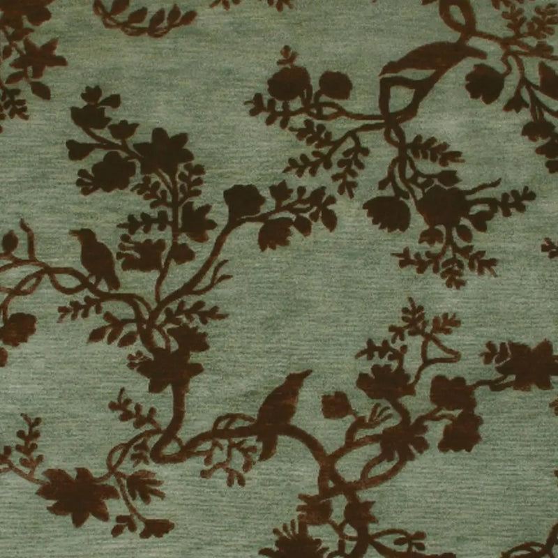 5' X 8' Green Blue And Brown Wool Floral Hand Knotted Area Rug Homeroots Home Decor