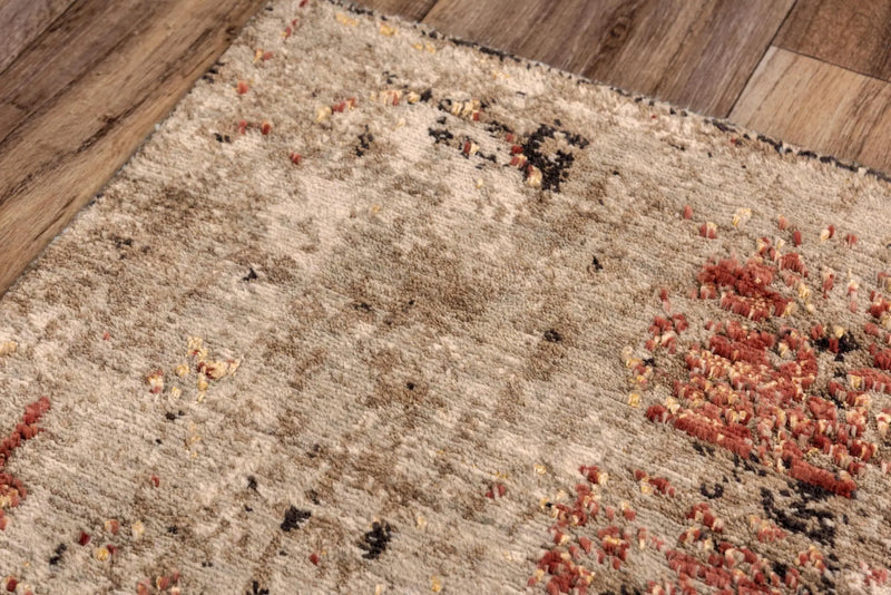 5' X 8' Green Copper And Beige New Zealand Lambs Wool Abstract Hand Carved Handmade Area Rug Homeroots Home Decor
