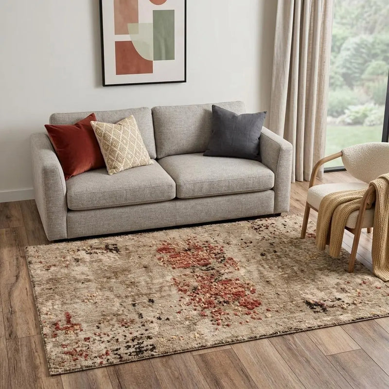 5' X 8' Green Copper And Beige New Zealand Lambs Wool Abstract Hand Carved Handmade Area Rug Homeroots Home Decor