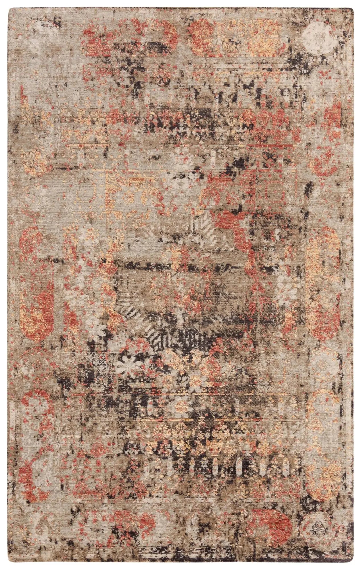 5' X 8' Green Copper And Beige New Zealand Lambs Wool Abstract Hand Carved Handmade Area Rug Homeroots Home Decor