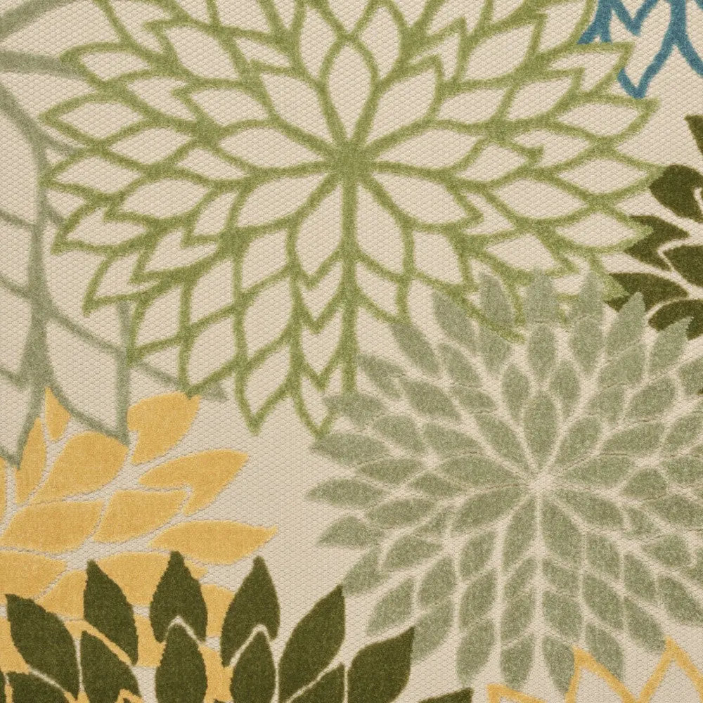 5' X 8' Green Yellow And Blue Floral Indoor Outdoor Area Rug Homeroots Outdoor
