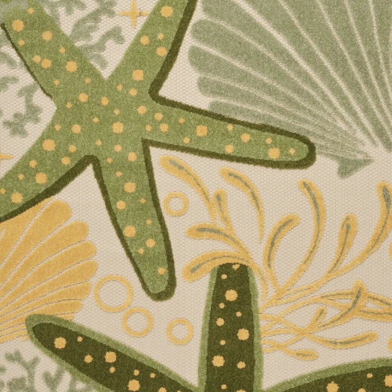5' X 8' Green Yellow And Blue Starfish Indoor Outdoor Area Rug Homeroots Outdoor