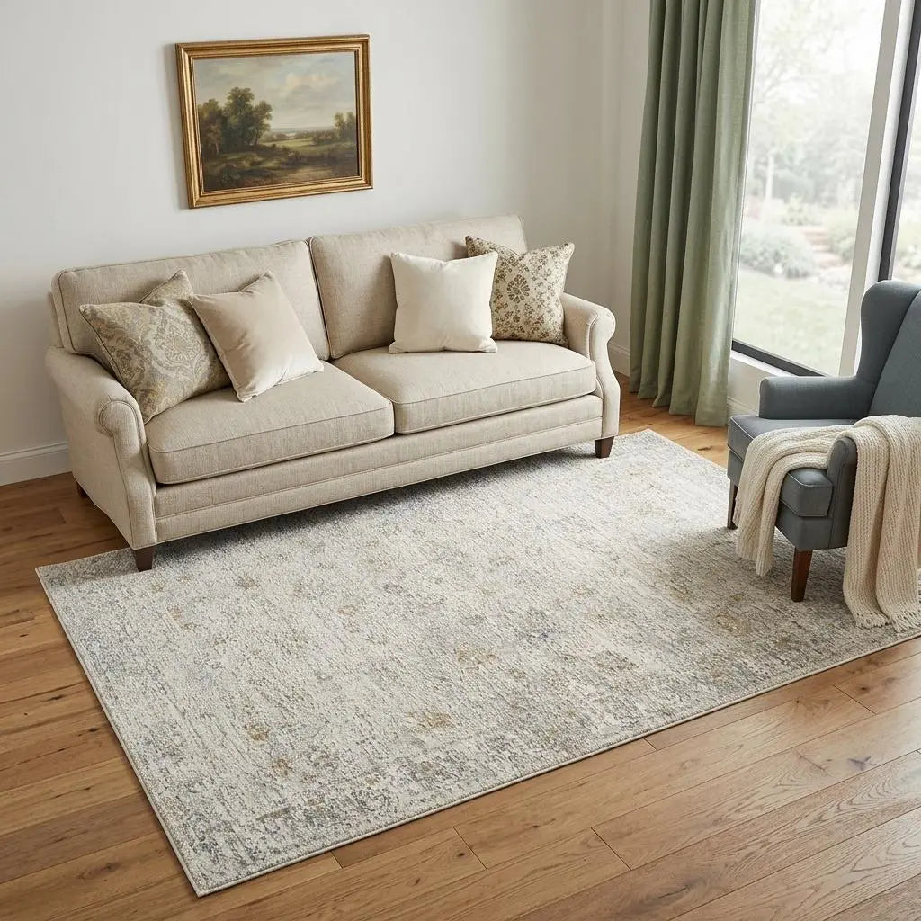 5' X 8' Ivory And Beige Abstract Area Rug Homeroots Home Decor