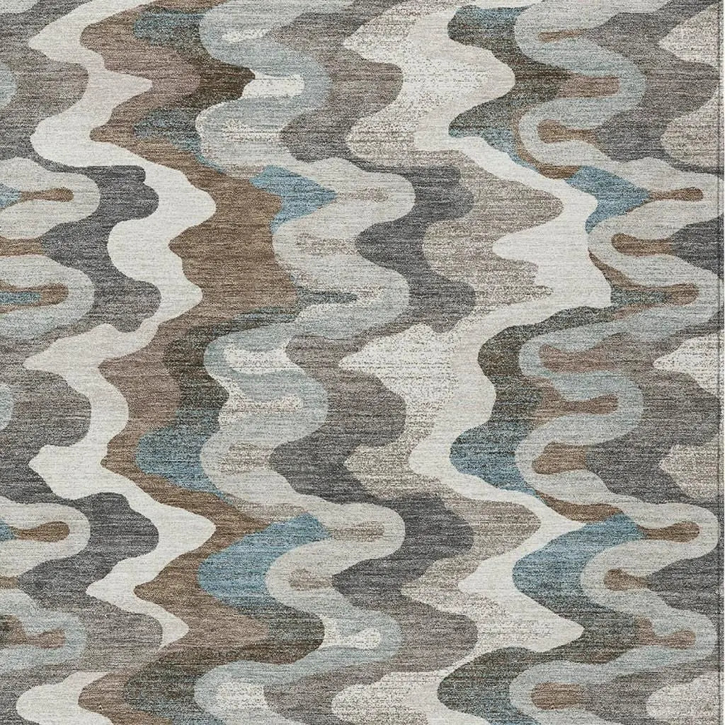 5' X 8' Ivory And Beige Abstract Washable Indoor Outdoor Area Rug Homeroots Outdoor