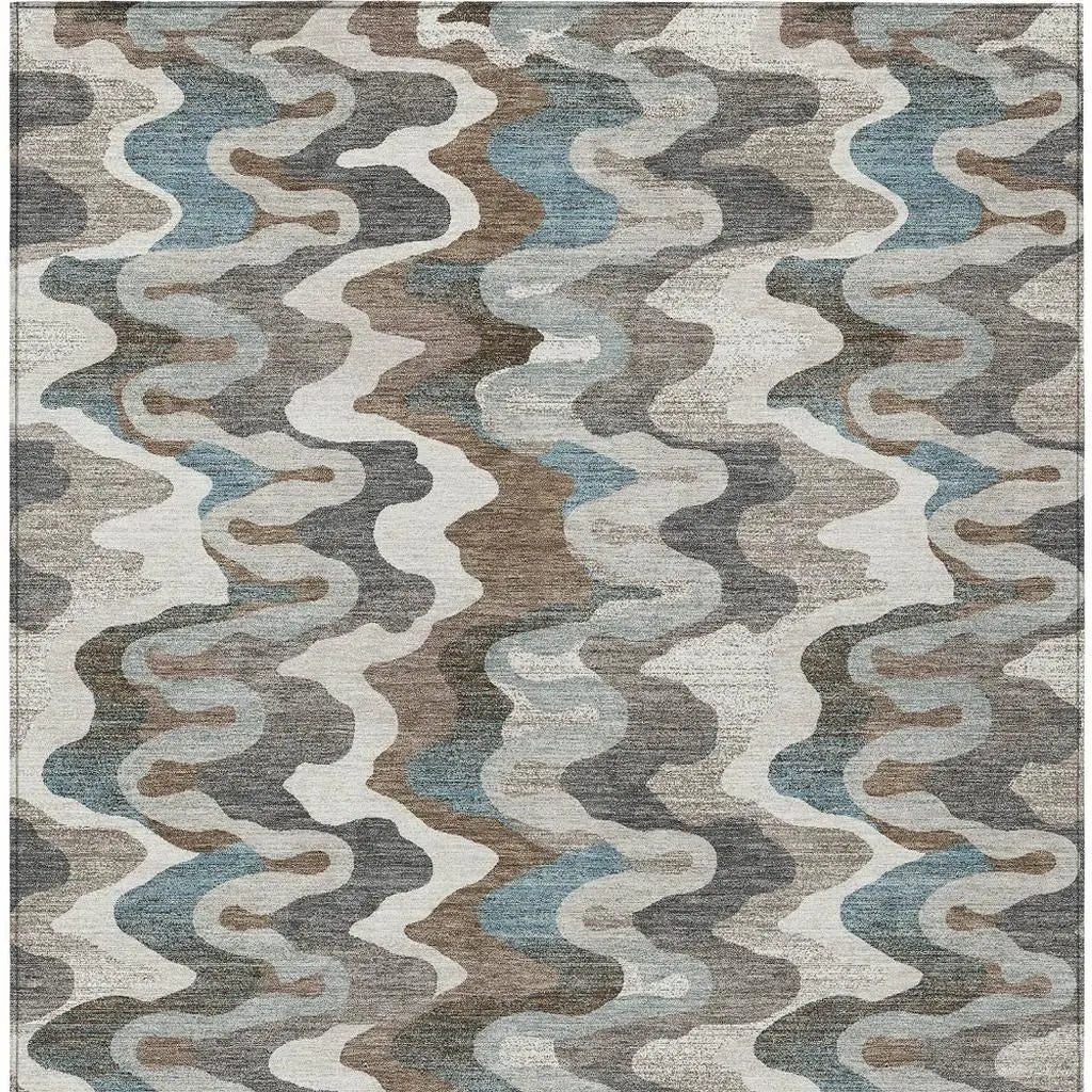 5' X 8' Ivory And Beige Abstract Washable Indoor Outdoor Area Rug Homeroots Outdoor