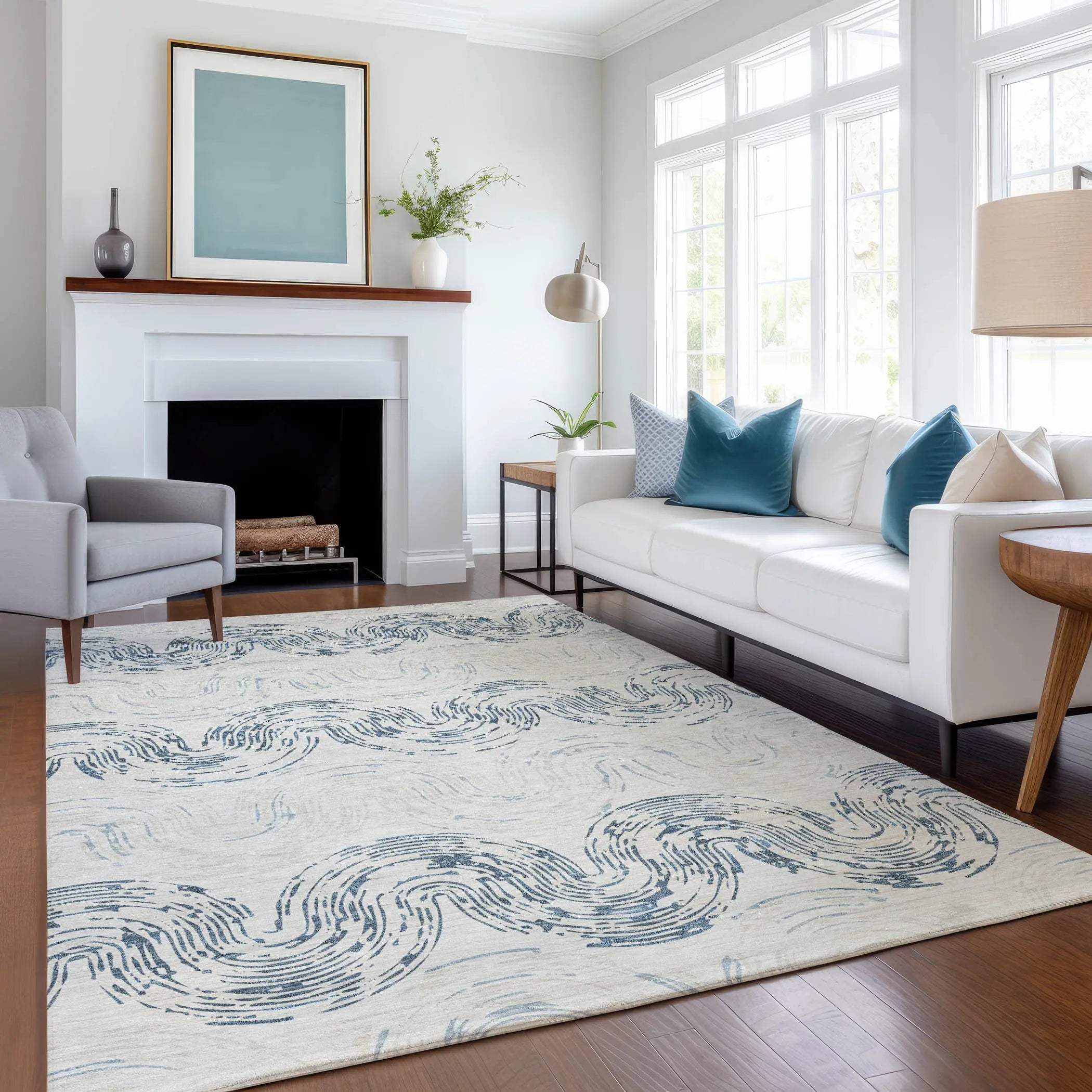 5' X 8' Ivory And Beige Abstract Washable Indoor Outdoor Area Rug Homeroots Outdoor