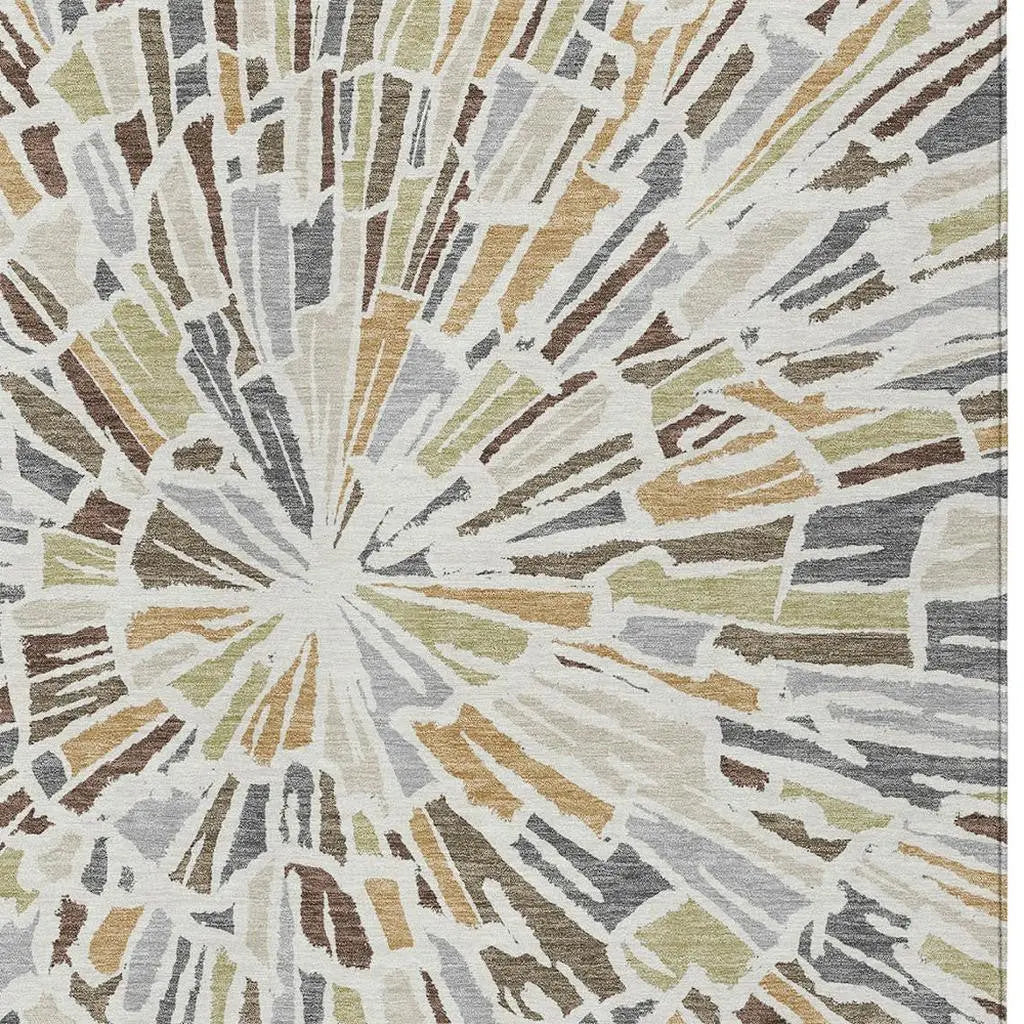 5' X 8' Ivory And Beige Abstract Washable Indoor Outdoor Area Rug Homeroots Outdoor