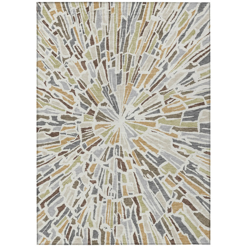 5' X 8' Ivory And Beige Abstract Washable Indoor Outdoor Area Rug Homeroots Outdoor