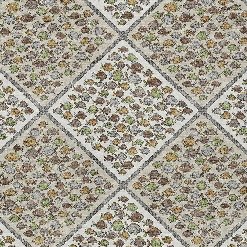 5' X 8' Ivory And Beige Abstract Washable Indoor Outdoor Area Rug Homeroots Outdoor