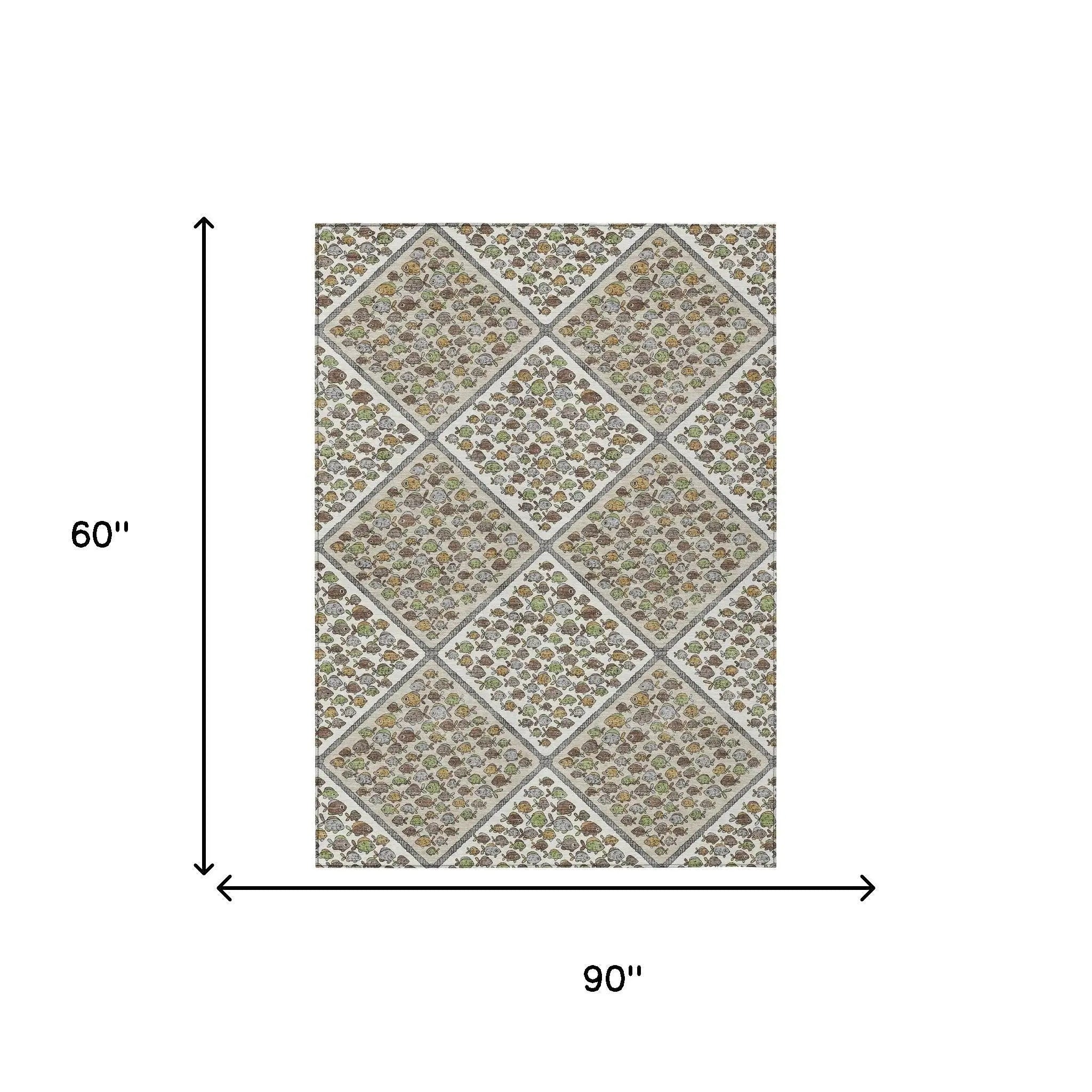 5' X 8' Ivory And Beige Abstract Washable Indoor Outdoor Area Rug Homeroots Outdoor