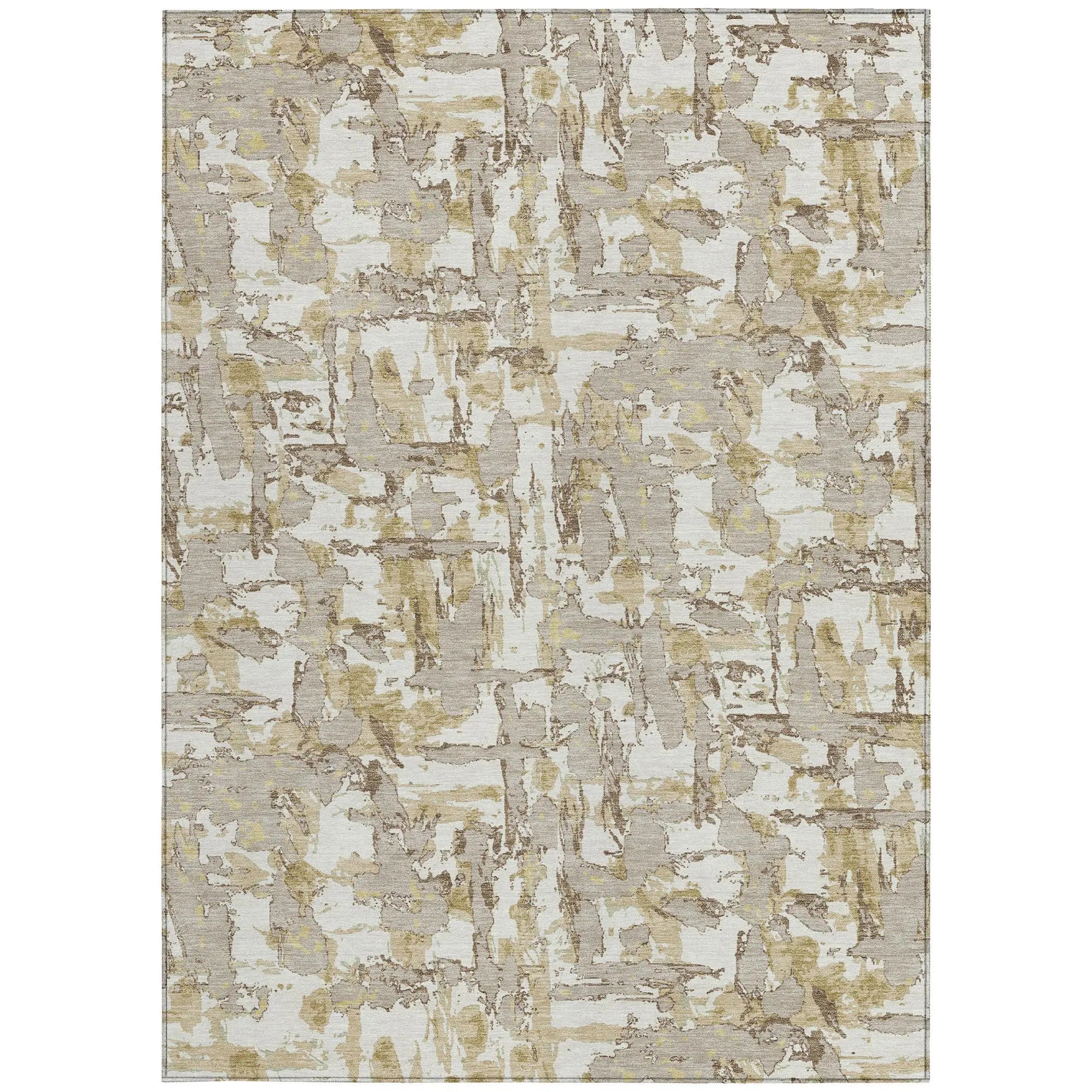 5' X 8' Ivory And Beige Abstract Washable Indoor Outdoor Area Rug Homeroots Outdoor