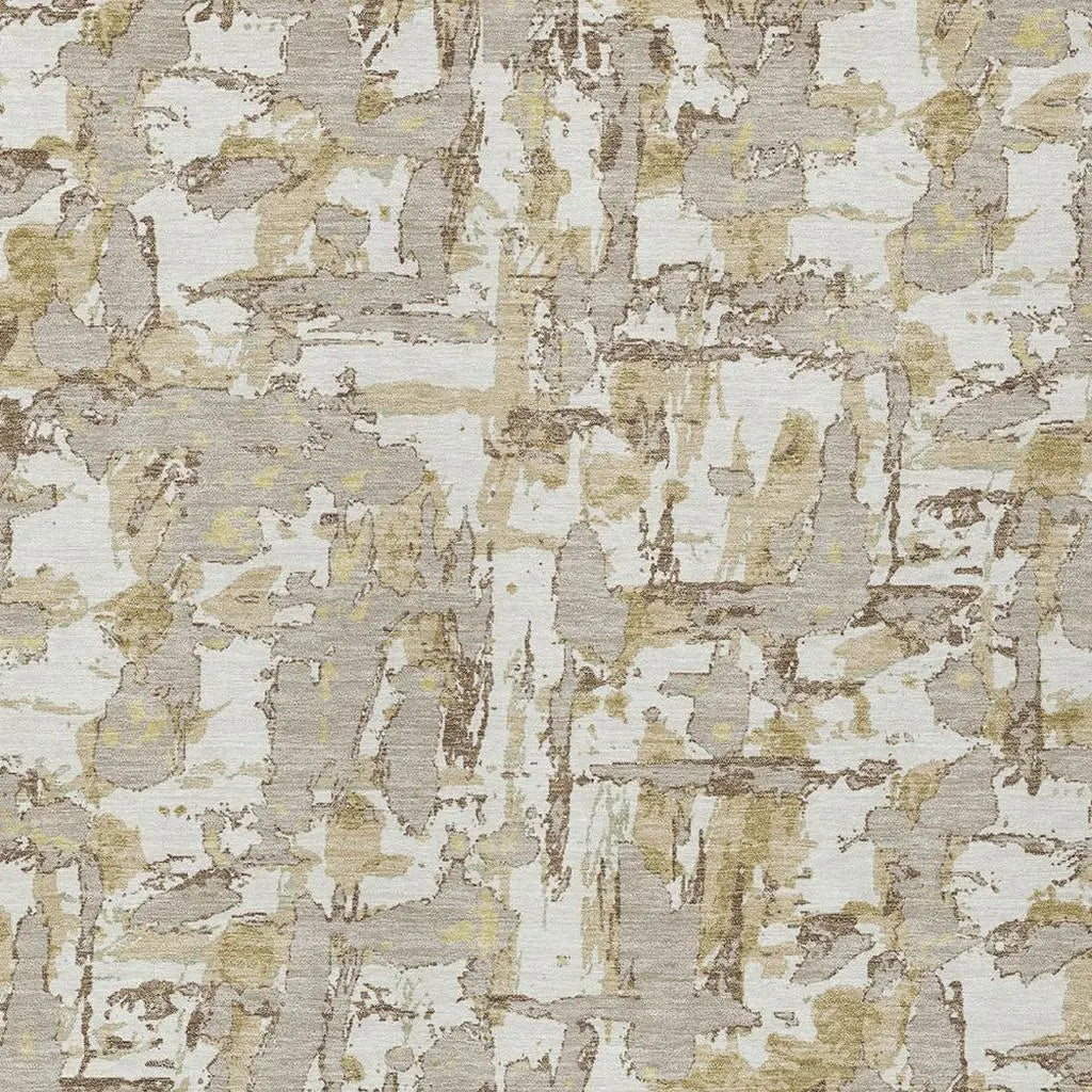 5' X 8' Ivory And Beige Abstract Washable Indoor Outdoor Area Rug Homeroots Outdoor