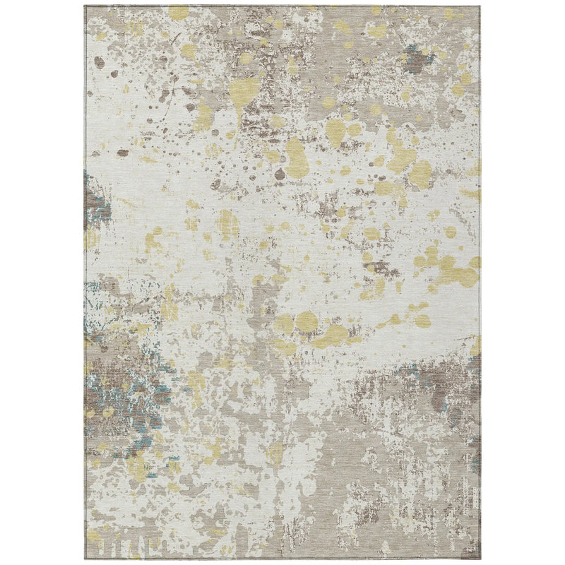 5' X 8' Ivory And Beige Abstract Washable Indoor Outdoor Area Rug Homeroots Outdoor